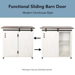 Leake White Kitchen Cart with Barn Door by Southern Enterprises 23 Leake White Kitchen Cart with Barn Door by Southern Enterprises -Southern Enterprises Sales white southern enterprises kitchen carts hd391359 fa 1000