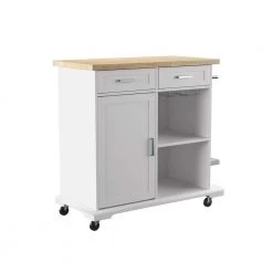 Webber White Kitchen Island with Wheels by Southern Enterprises