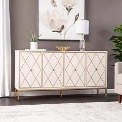 Marradi White Sideboard Cabinet with Storage by Southern Enterprises -Southern Enterprises Sales white southern enterprises sideboards buffet tables hd387123 31 1000