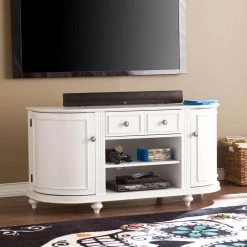 Houston 49 in. White Particle Board TV Stand with 4 Drawer Fits TVs Up to 46 in. with Adjustable Shelves by Southern Enterprises -Southern Enterprises Sales white southern enterprises tv stands hd889061 31 1000