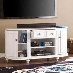 Houston 49 in. White Particle Board TV Stand with 4 Drawer Fits TVs Up to 46 in. with Adjustable Shelves by Southern Enterprises -Southern Enterprises Sales white southern enterprises tv stands hd889061 4f 1000