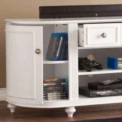 Houston 49 in. White Particle Board TV Stand with 4 Drawer Fits TVs Up to 46 in. with Adjustable Shelves by Southern Enterprises -Southern Enterprises Sales white southern enterprises tv stands hd889061 c3 1000