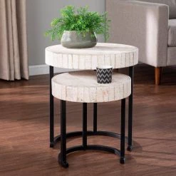 Jaysend Whitewashed Wood Nesting Side Table Set 2-Pieces by Southern Enterprises 21 Jaysend Whitewashed Wood Nesting Side Table Set 2-Pieces by Southern Enterprises -Southern Enterprises Sales whitewashed and black finish southern enterprises end side tables hd061993 31 1000