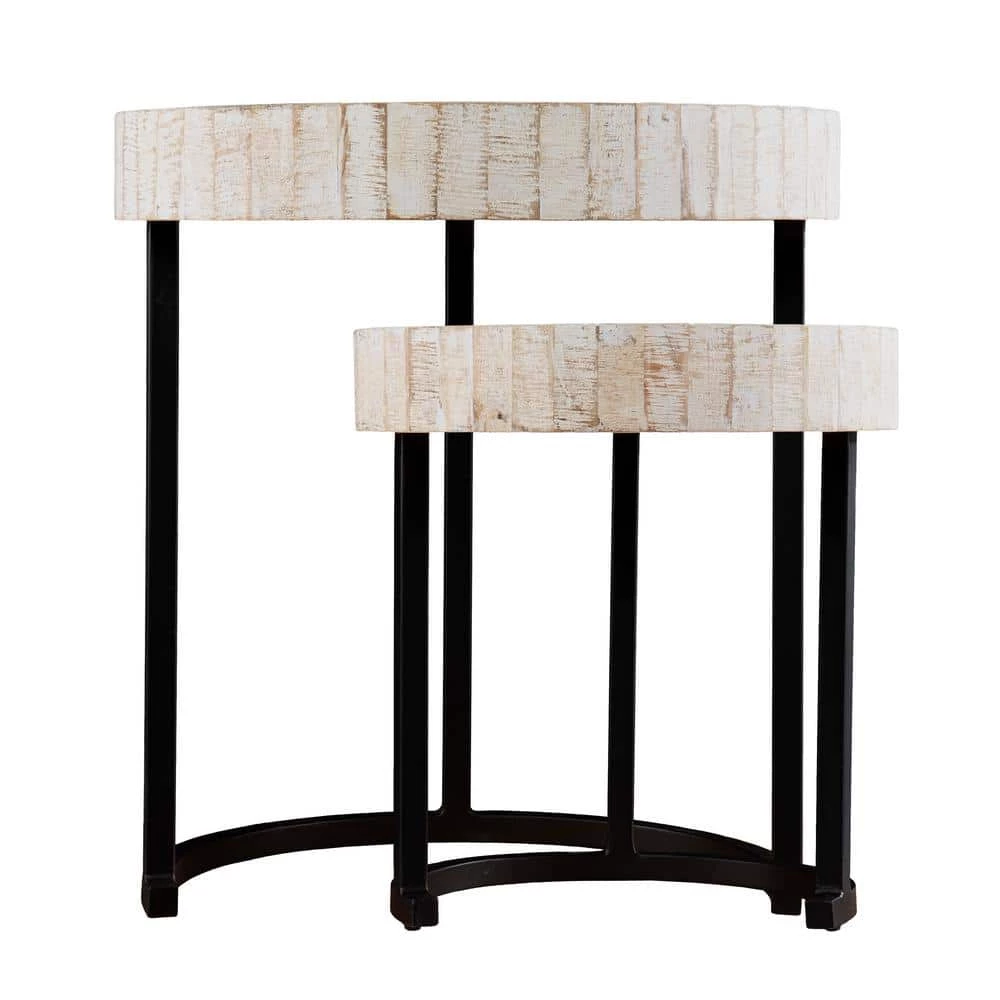 Jaysend Whitewashed Wood Nesting Side Table Set 2-Pieces by Southern Enterprises 8 Jaysend Whitewashed Wood Nesting Side Table Set 2-Pieces by Southern Enterprises - Image 6