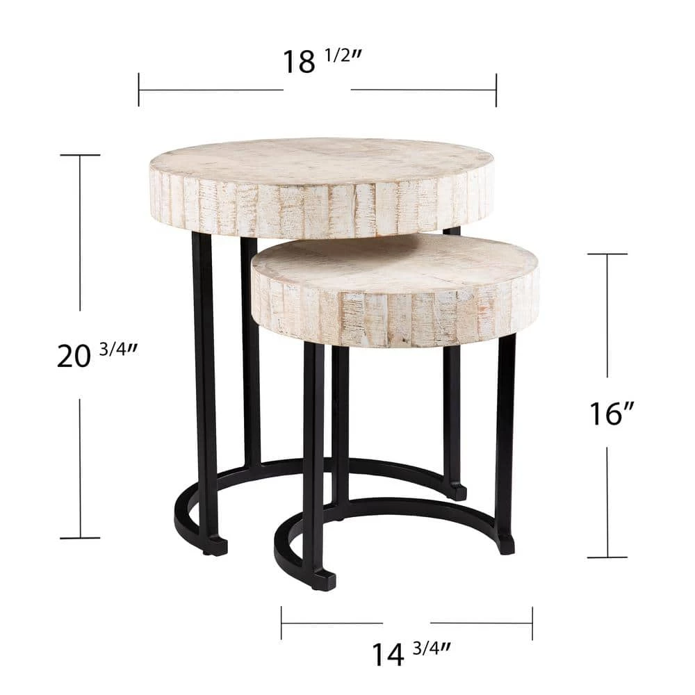 Jaysend Whitewashed Wood Nesting Side Table Set 2-Pieces by Southern Enterprises 11 Jaysend Whitewashed Wood Nesting Side Table Set 2-Pieces by Southern Enterprises - Image 9