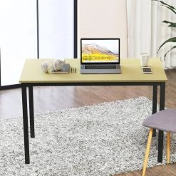 47 in. Rectangular Yellow Particleboard No Drawer Computer Desk with Metal Table Legs by Huluwat -Southern Enterprises Sales yellow huluwat computer desks jh tc de20247bkoa 31 1000