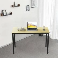 47 in. Rectangular Yellow Particleboard No Drawer Computer Desk with Metal Table Legs by Huluwat -Southern Enterprises Sales yellow huluwat computer desks jh tc de20247bkoa 77 1000
