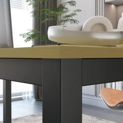 55 in. Rectangular Yellow Particleboard No Drawer Computer Desk with Metal Table Legs by Huluwat -Southern Enterprises Sales yellow huluwat computer desks jh tc de20255bkoa 44 1000