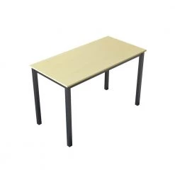 55 in. Rectangular Yellow Particleboard No Drawer Computer Desk with Metal Table Legs by Huluwat